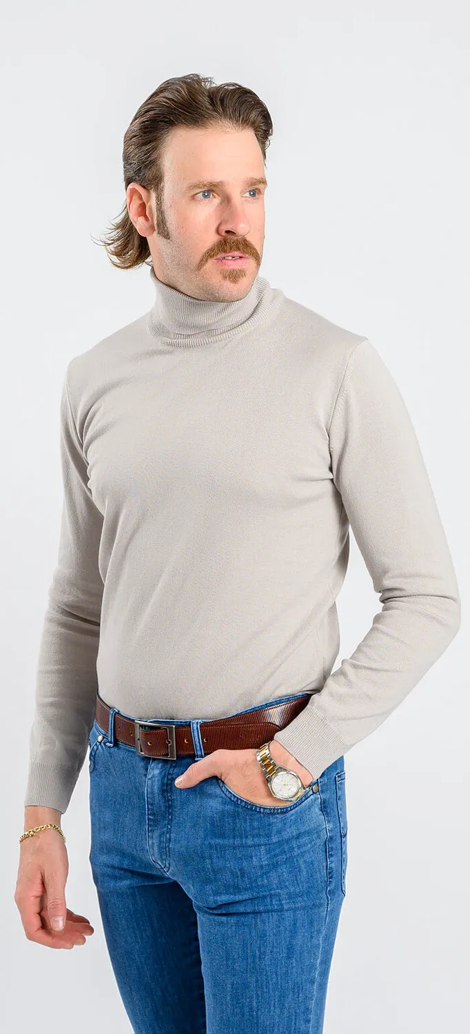 Alain Delon dolcevita grigio chiaro slim cotone