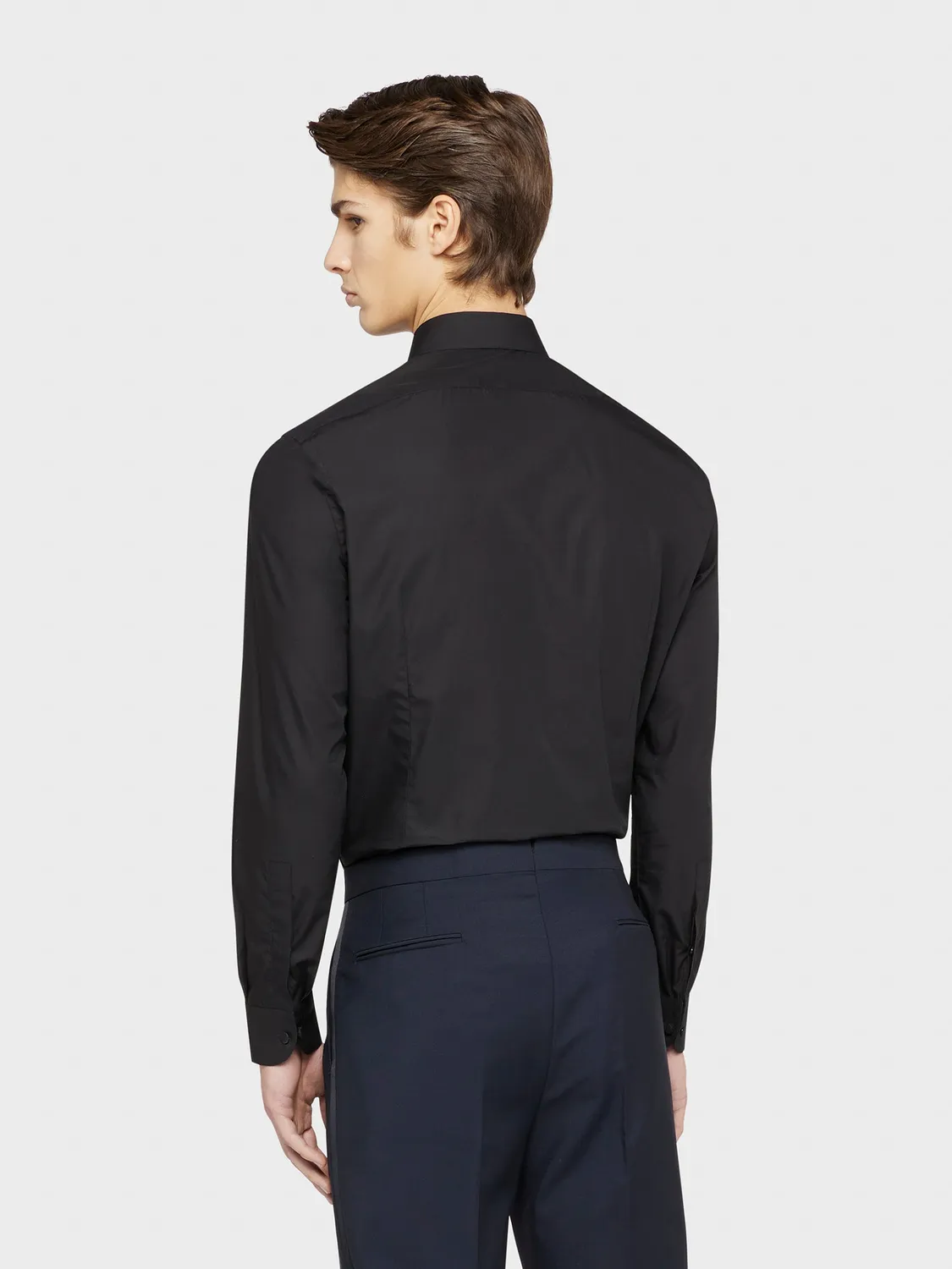 Caruso Butterfly camicia slim cotone nero cerimonia