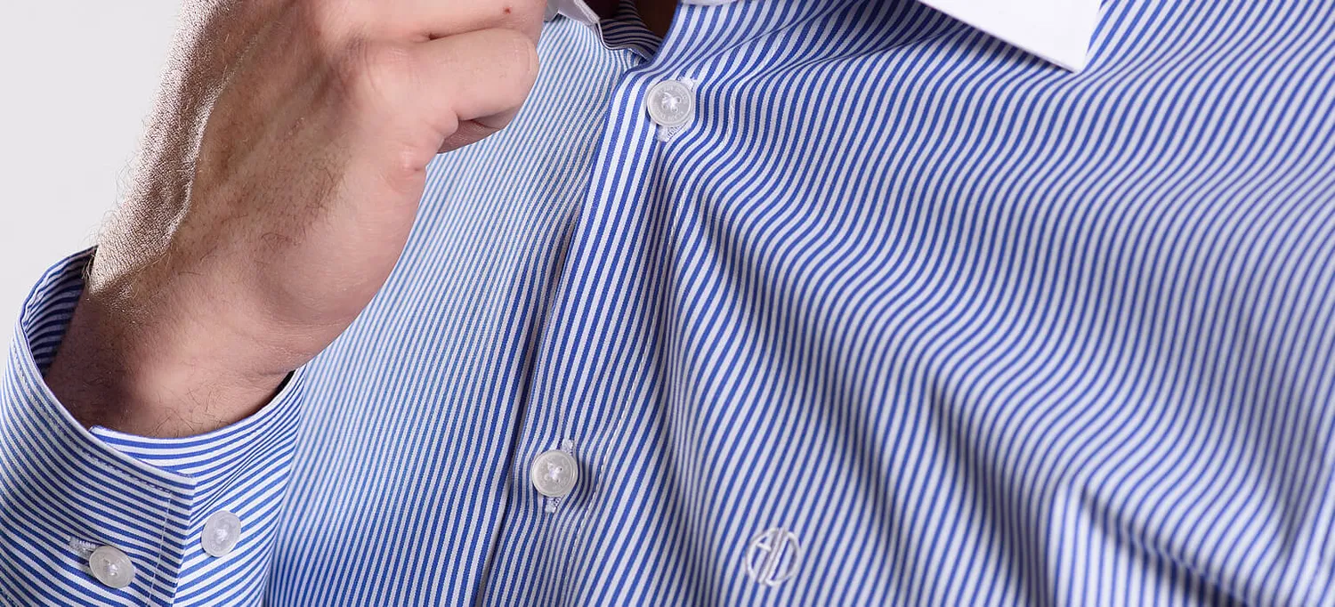 Alain Delon Camicia Blu Rigata Extra Slim Fit Business