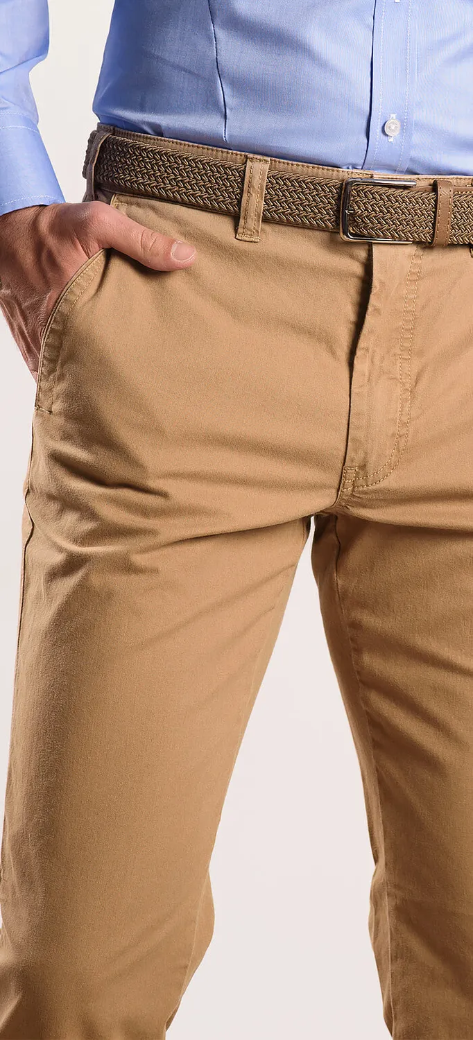Alain Delon chino slim fit marrone cotone elasticizzato