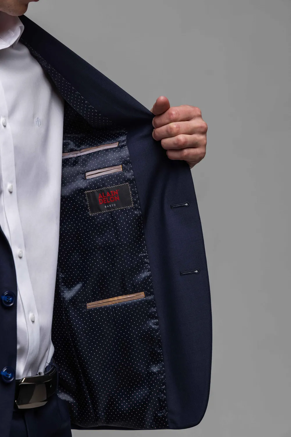 Alain Delon giacca blu basic slim fit uomo lana