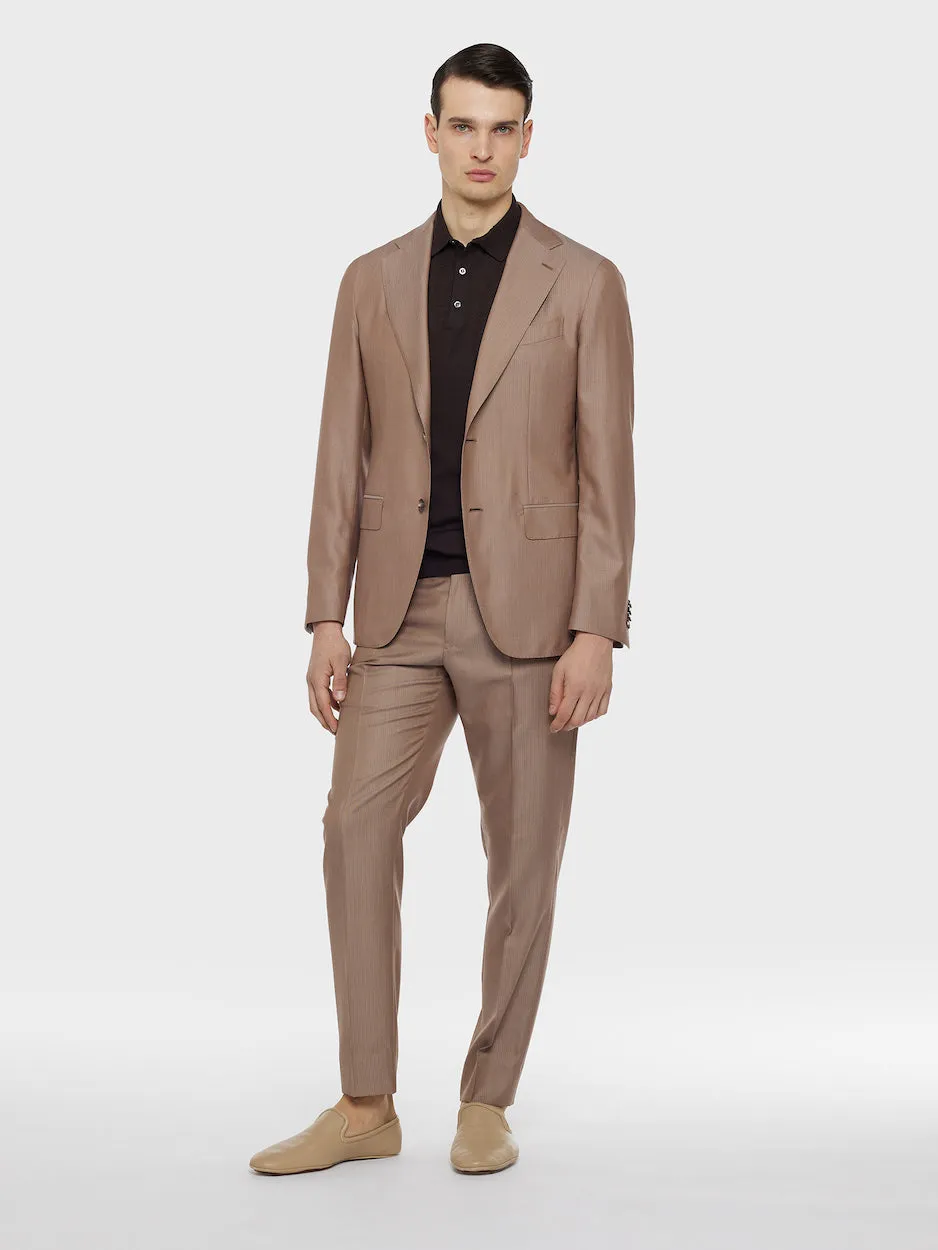 Caruso Butterfly polo maniche corte marrone seta cotone