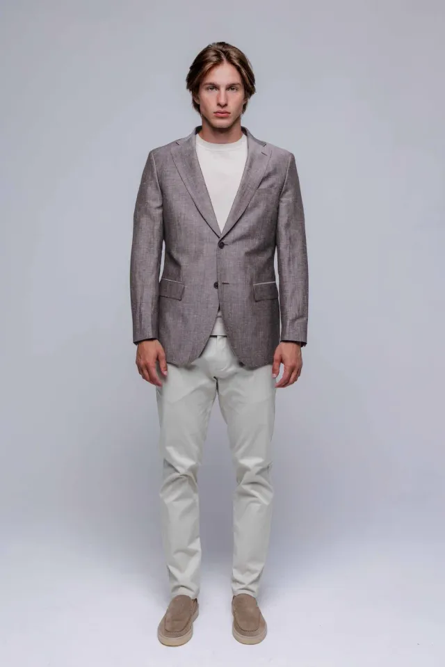 Alain Delon giacca slim fit marrone melange leggera