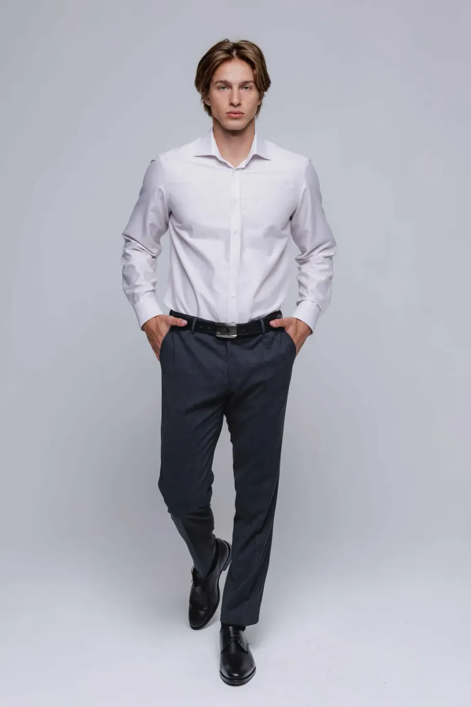 Alain Delon camicia slim fit bianca righe bordeaux cotone
