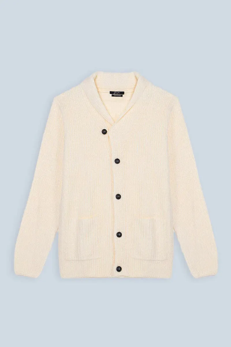 Sonny Bono cardigan collo sciallato panna con bottoni