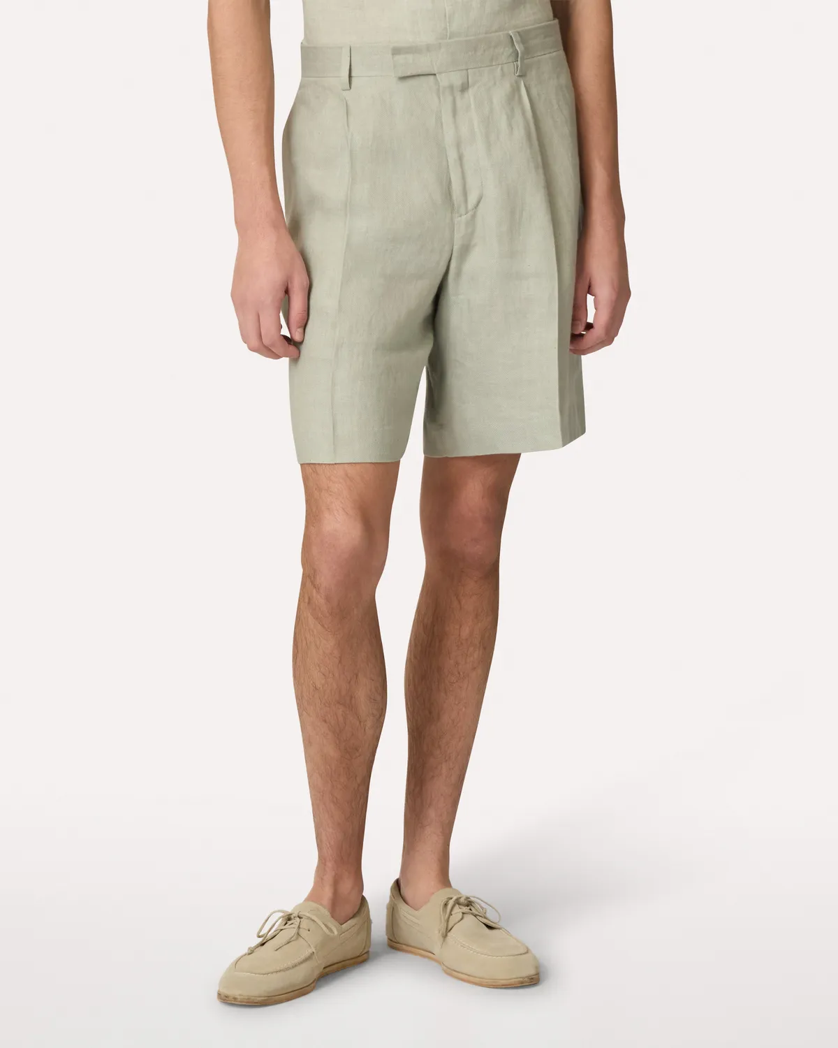 Lardini bermuda lungo salvia in lino con piega
