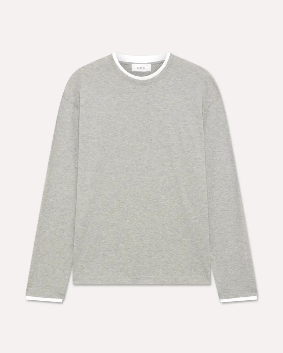 Lardini t-shirt manica lunga grigia jersey cotone