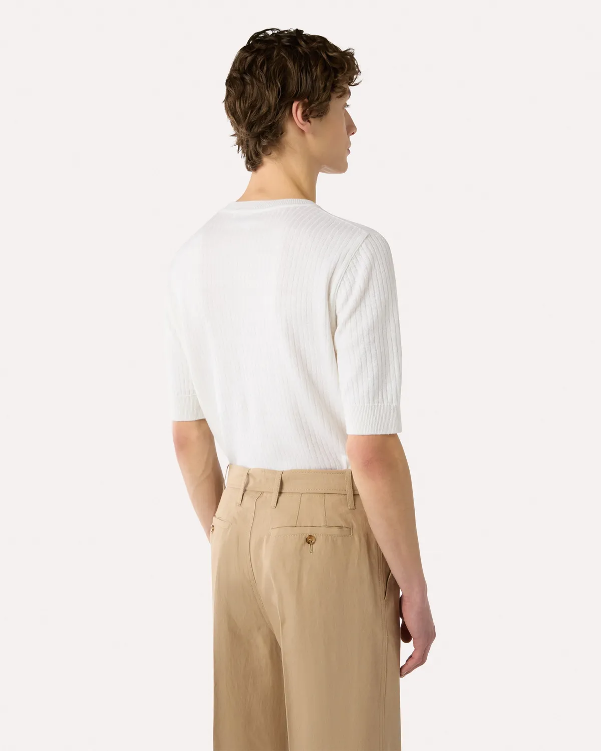 Lardini t-shirt bianca lino e cotone manica corta