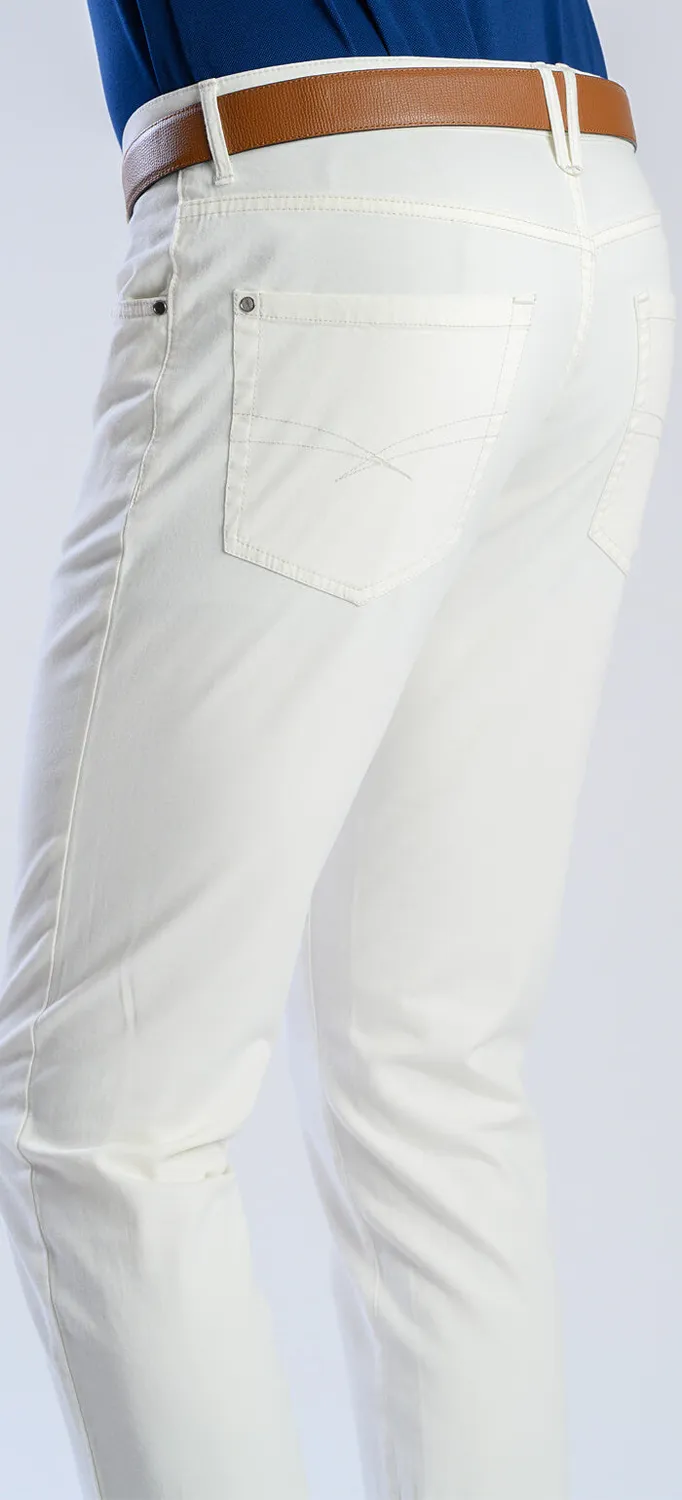 Alain Delon jeans crema slim fit elasticizzati