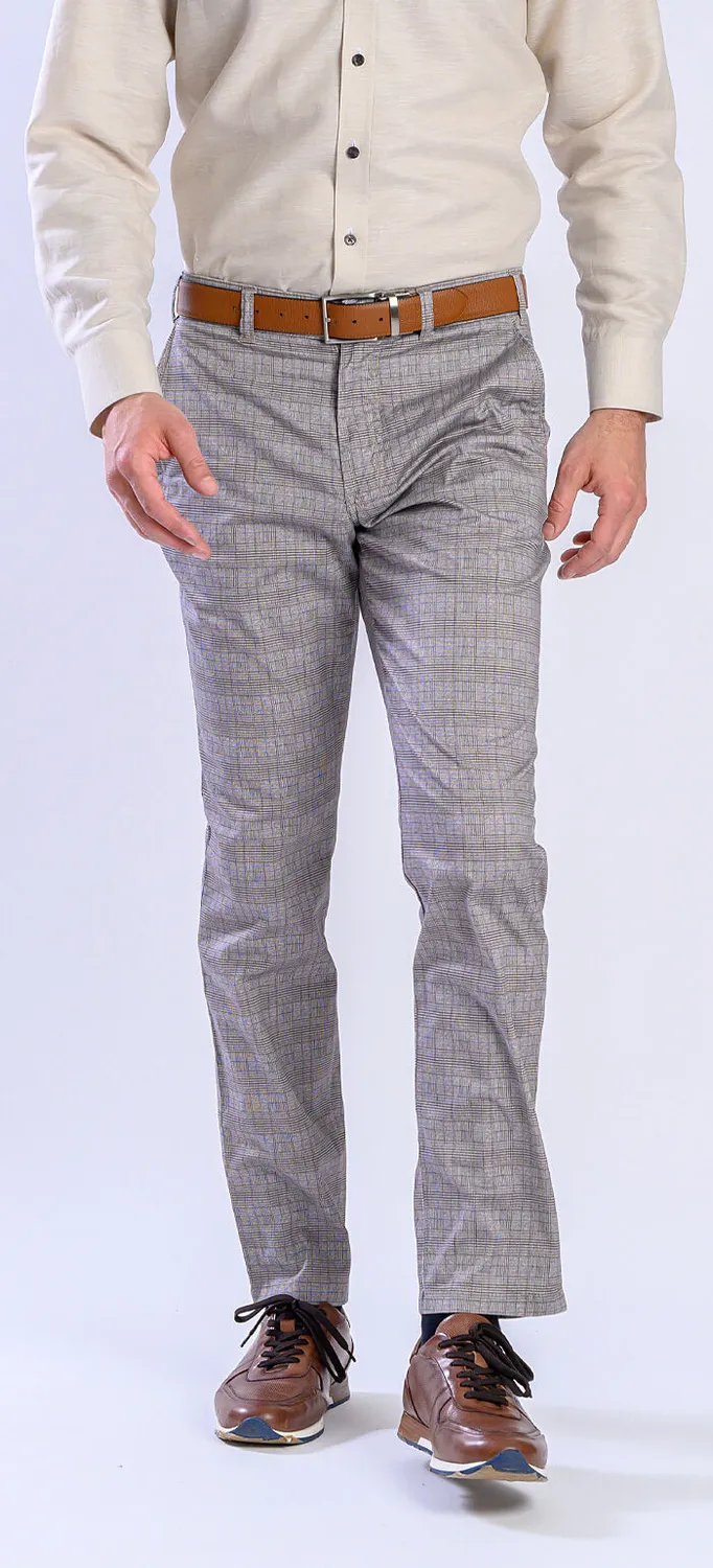 Alain Delon chino beige a quadri slim fit cotone