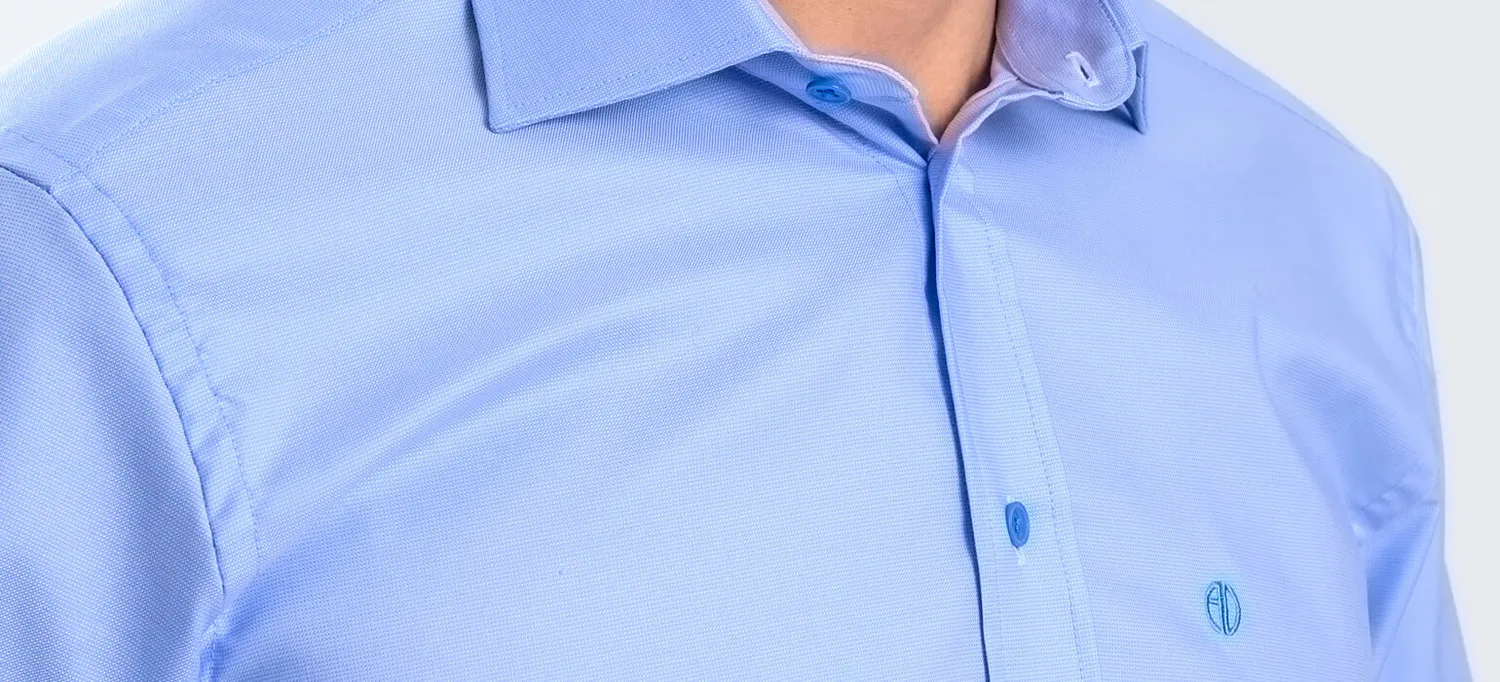 Alain Delon camicia blu slim fit cotone Getzner