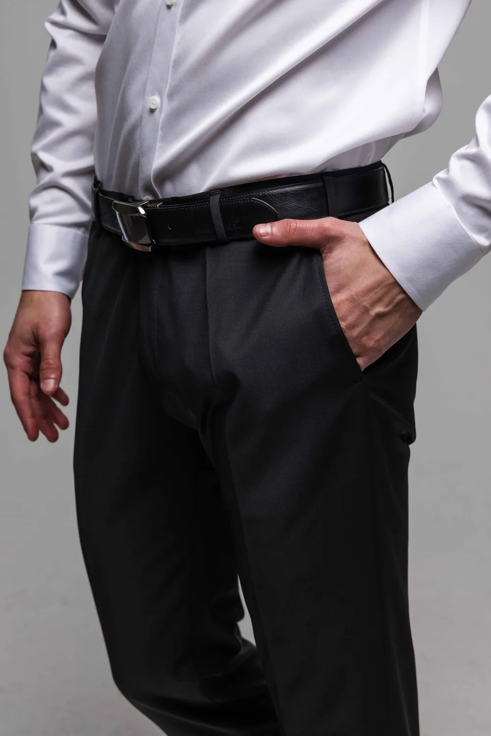 Alain Delon Basic pantalone abito nero slim fit lana