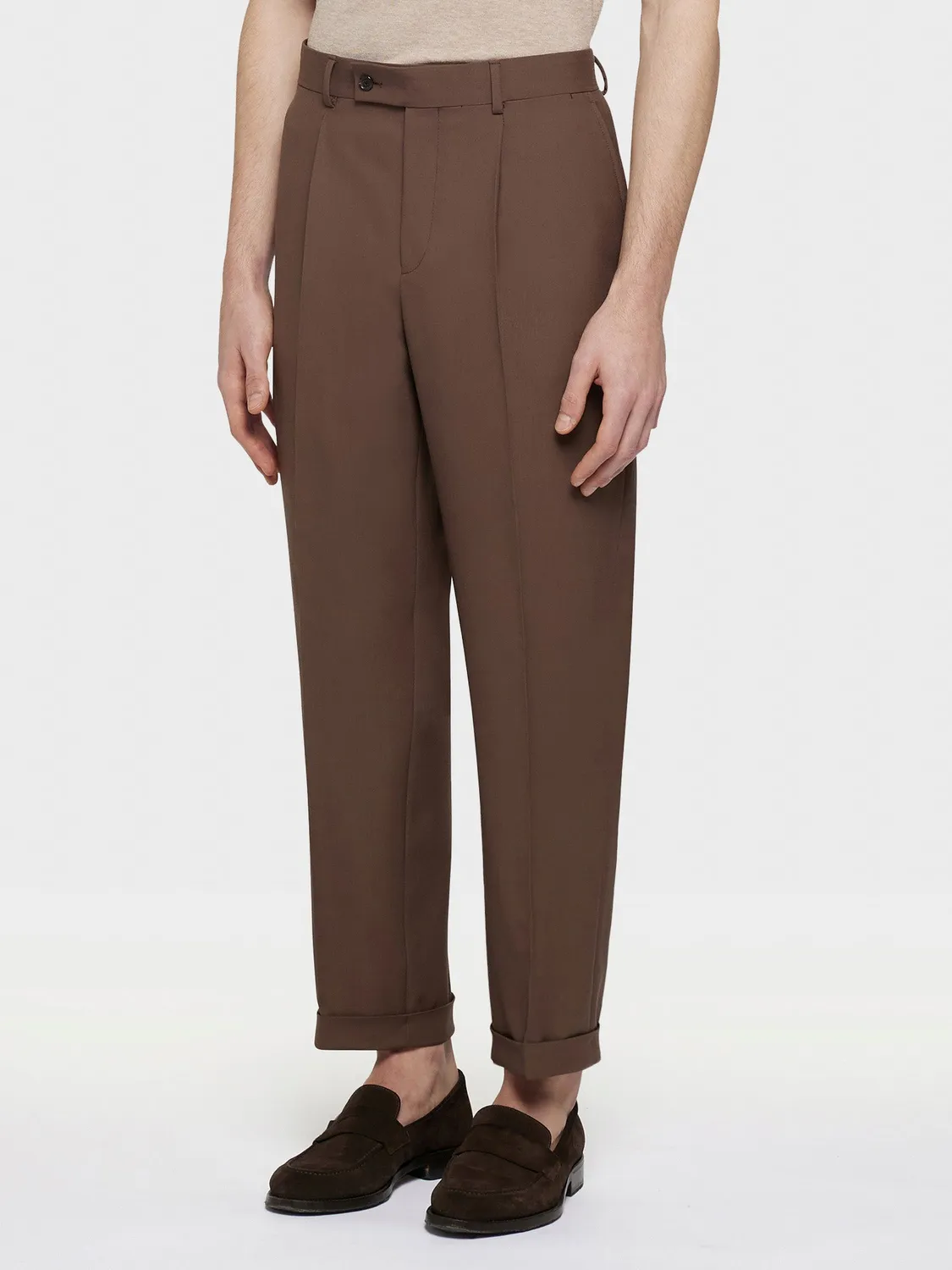Caruso pantalone lana Houdini marrone monopince