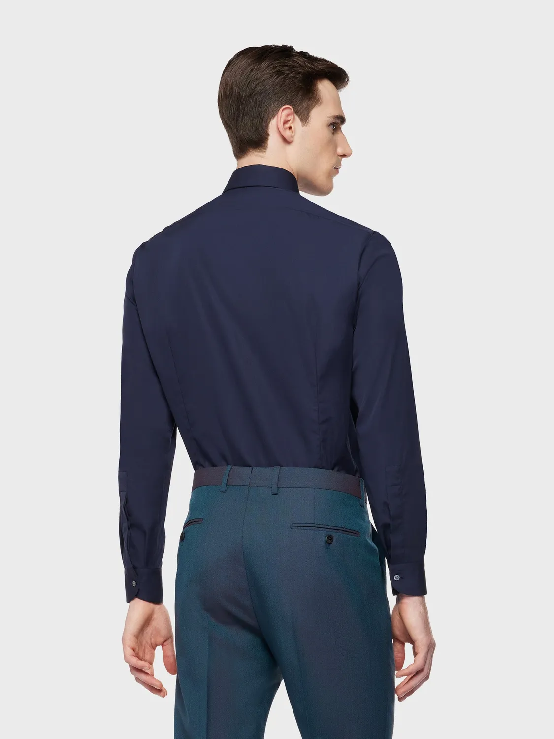 Caruso Butterfly Camicia Slim Cotone Blu Madreperla