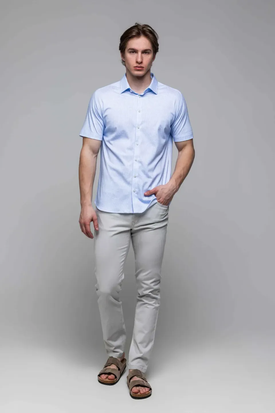Alain Delon camicia righe manica corta Extra Slim Fit