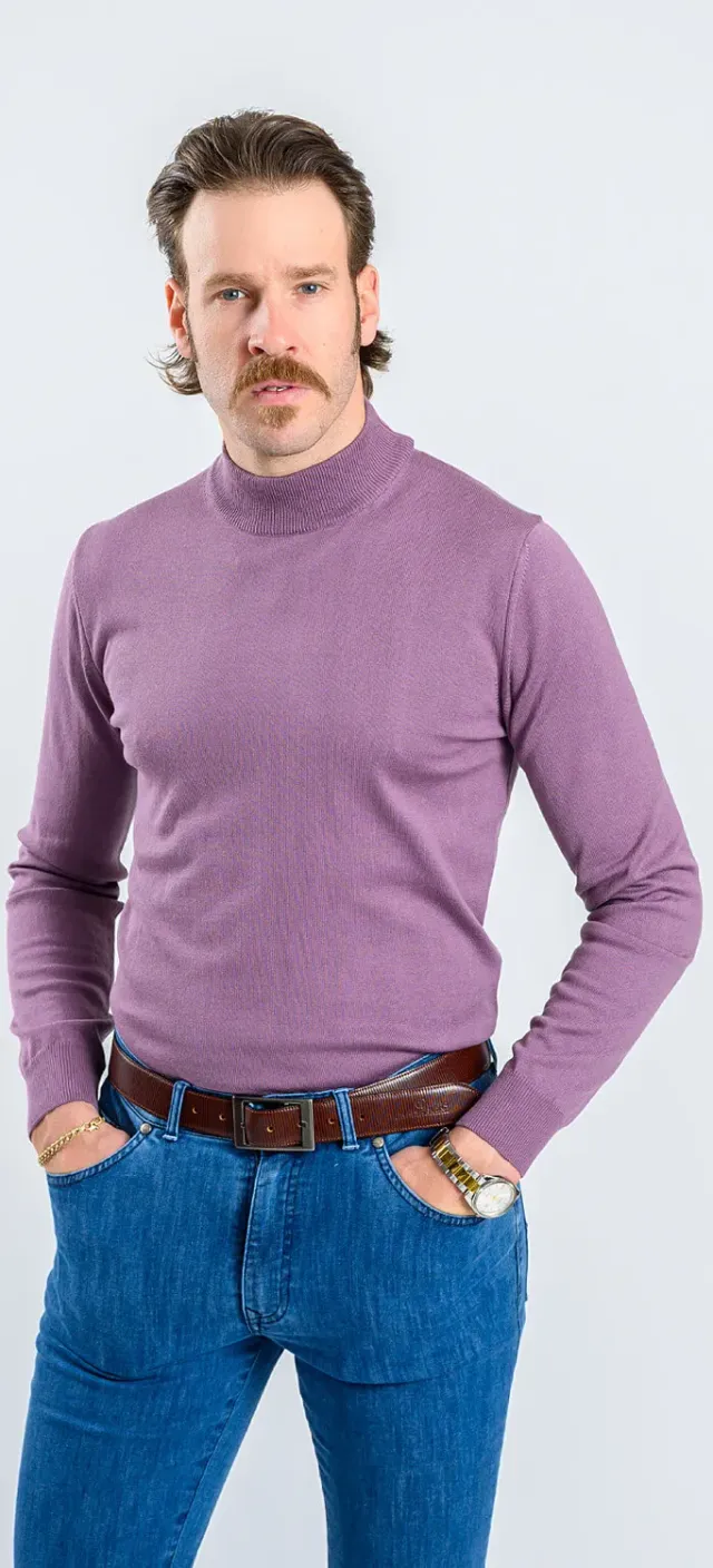 Alain Delon Dolcevita Cotone Lilla Slim Fit