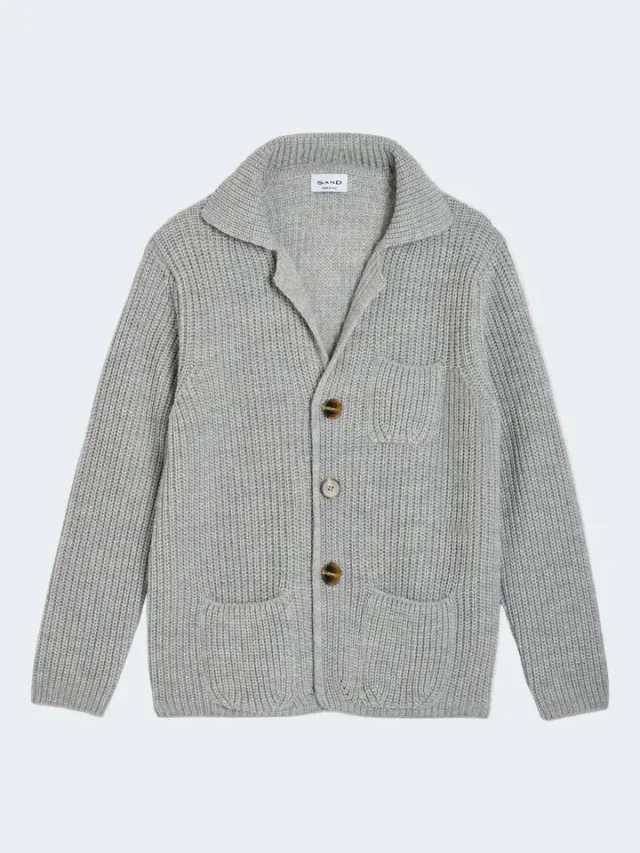Sand Menswear 5632 Dean cardigan coste grigio perla