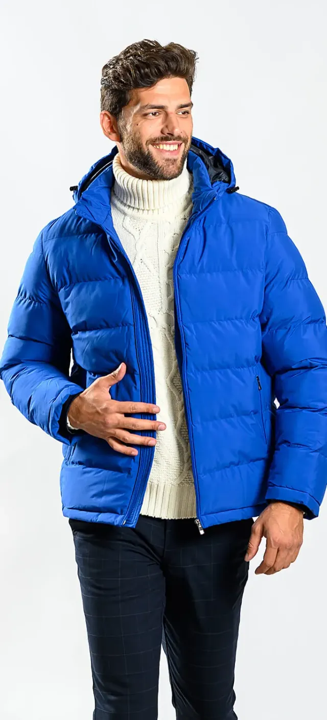 Alain Delon Giacca Invernale Blu Imbottita Leggera