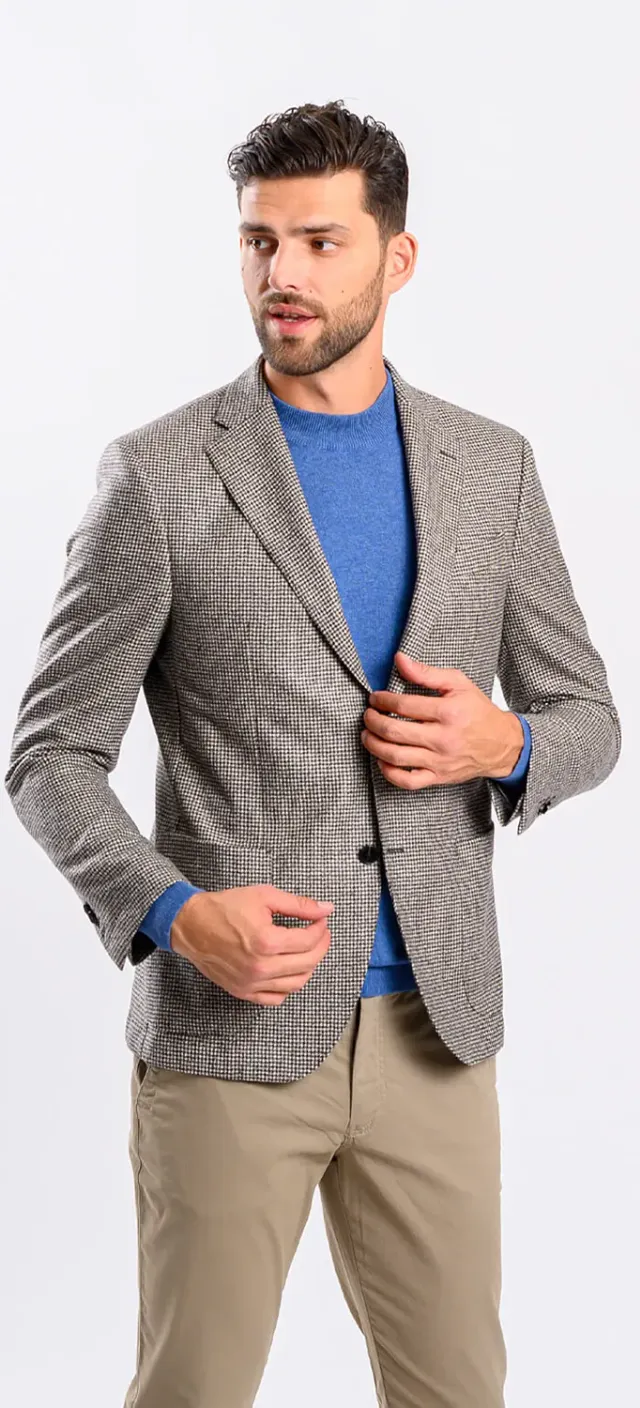 Alain Delon giacca marrone fantasia slim fit lana