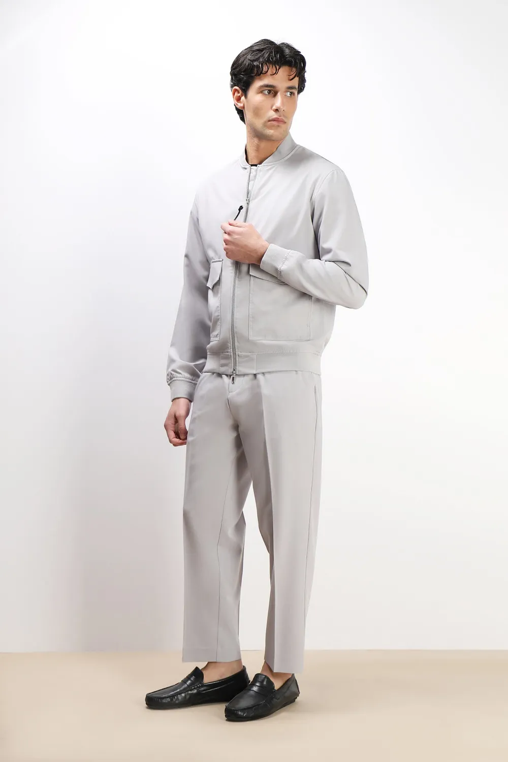 Sonny Bono bomber doppia tasca grigio ghiaccio leggero