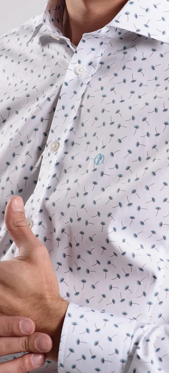 Alain Delon Extra Slim Fit camicia bianca fantasia