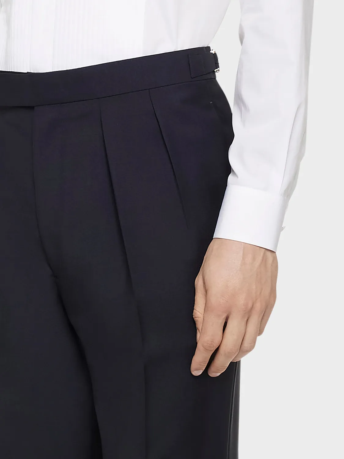 Caruso Pantalone vita alta lana mohair blu navy