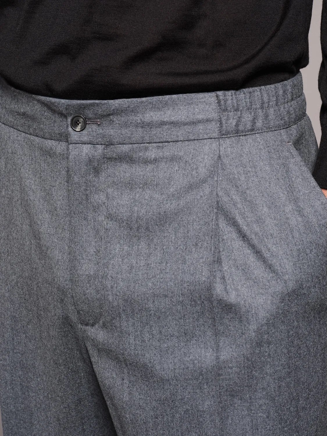 Caruso pantalone jogger fit flanella lana grigio