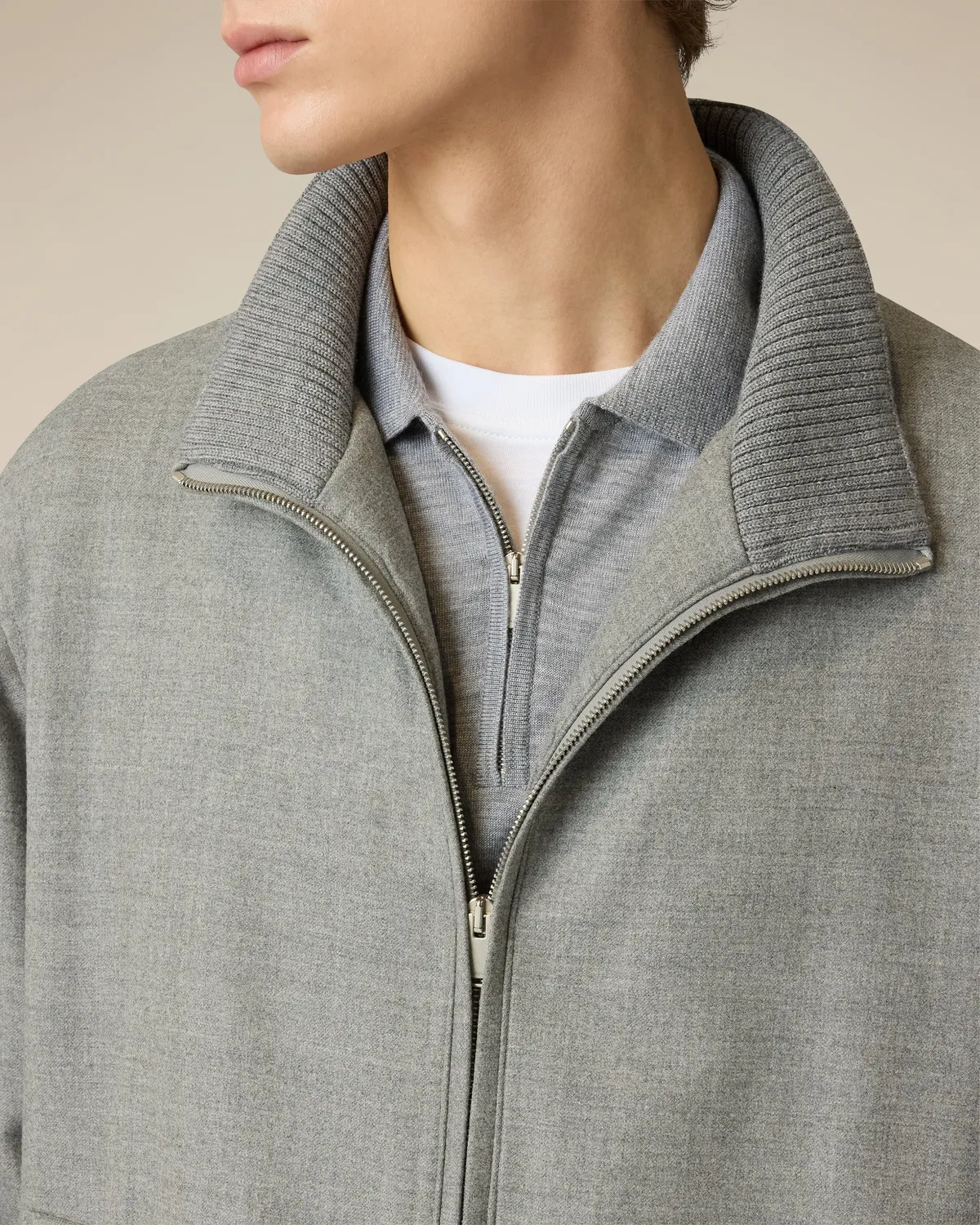 Lardini giubbino grigio lana stretch imbottito zip