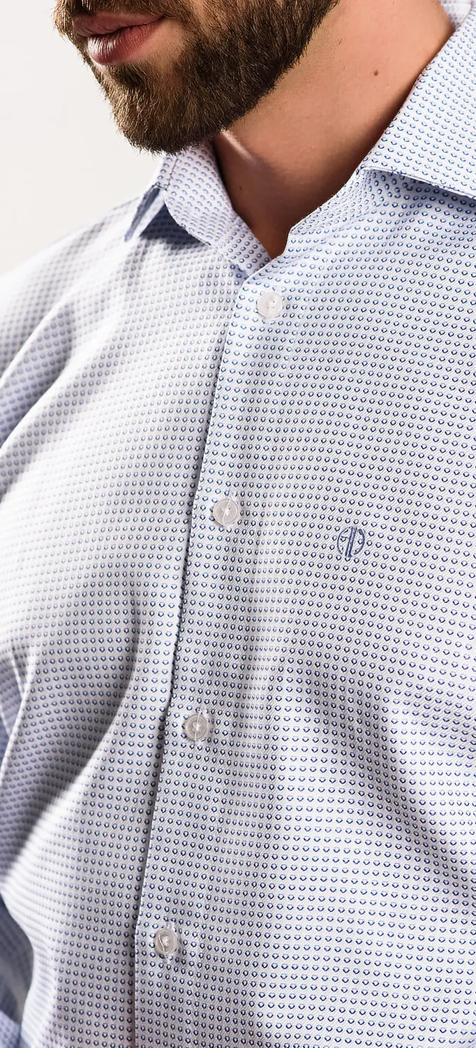 Alain Delon camicia classic bianca fantasia blu cotone