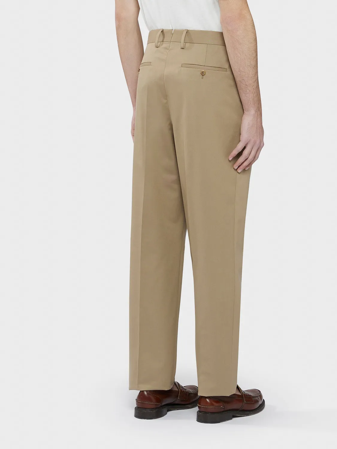 Caruso Norma pantalone cotone lana sabbia una piega