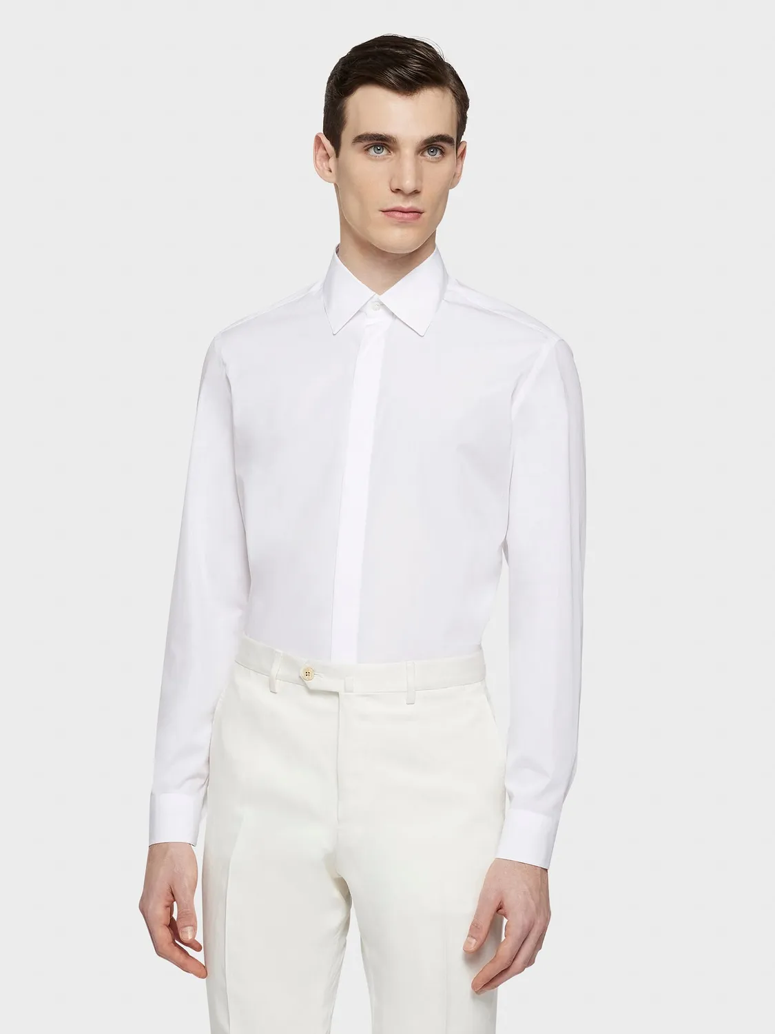 Caruso camicia slim cotone bianco