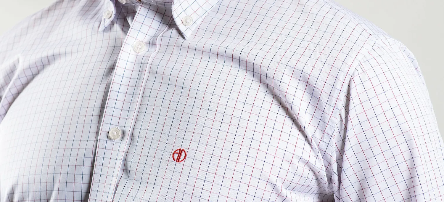 Alain Delon camicia Classic Fit bianca quadri cotone