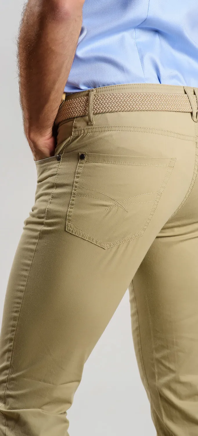 Alain Delon jeans beige cotone elasticizzato slim