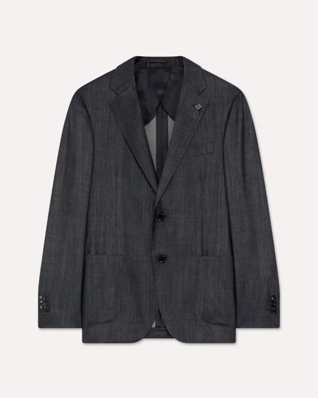 Lardini Iconic Giacca Blu Effetto Denim Uomo