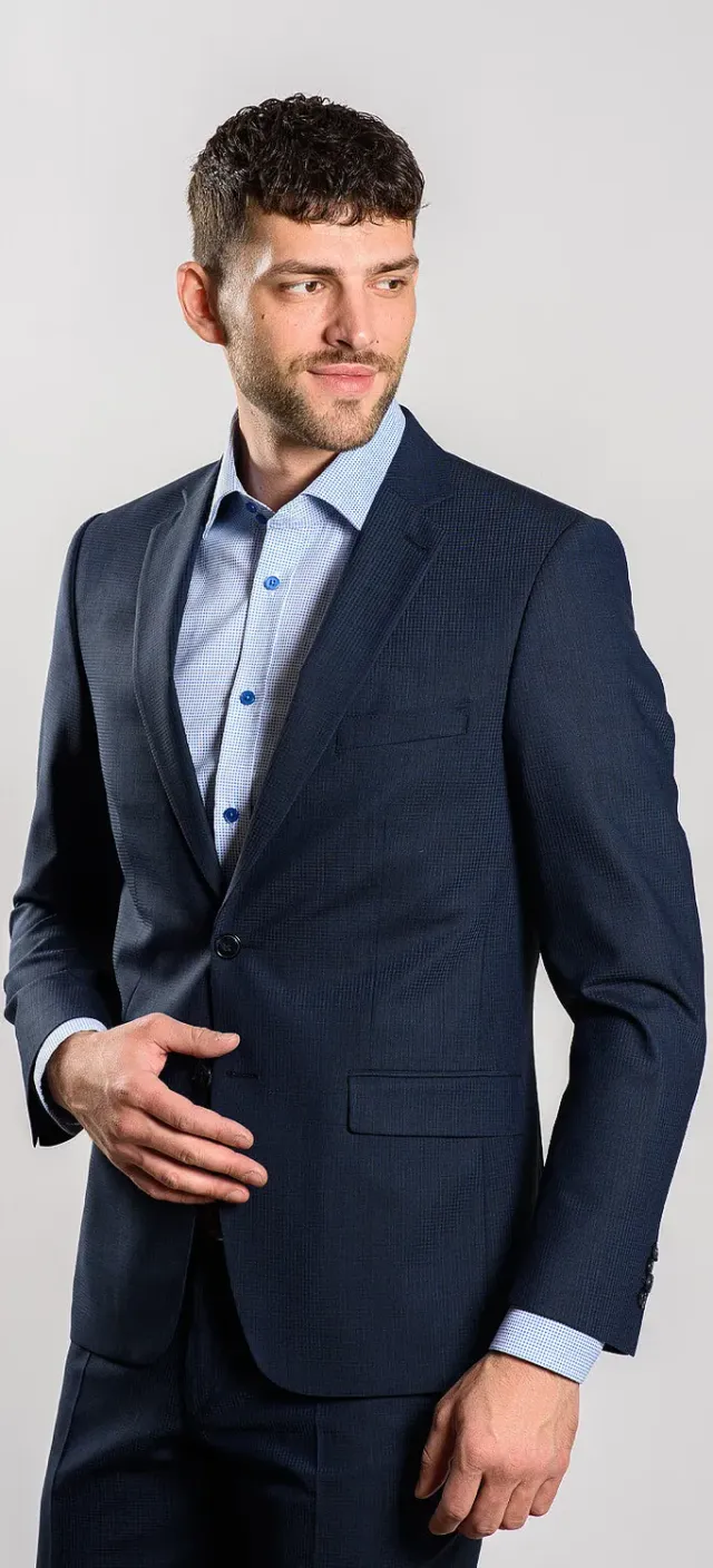 Alain Delon Abito Blu Navy Slim Fit Taglia 46 Antipiega