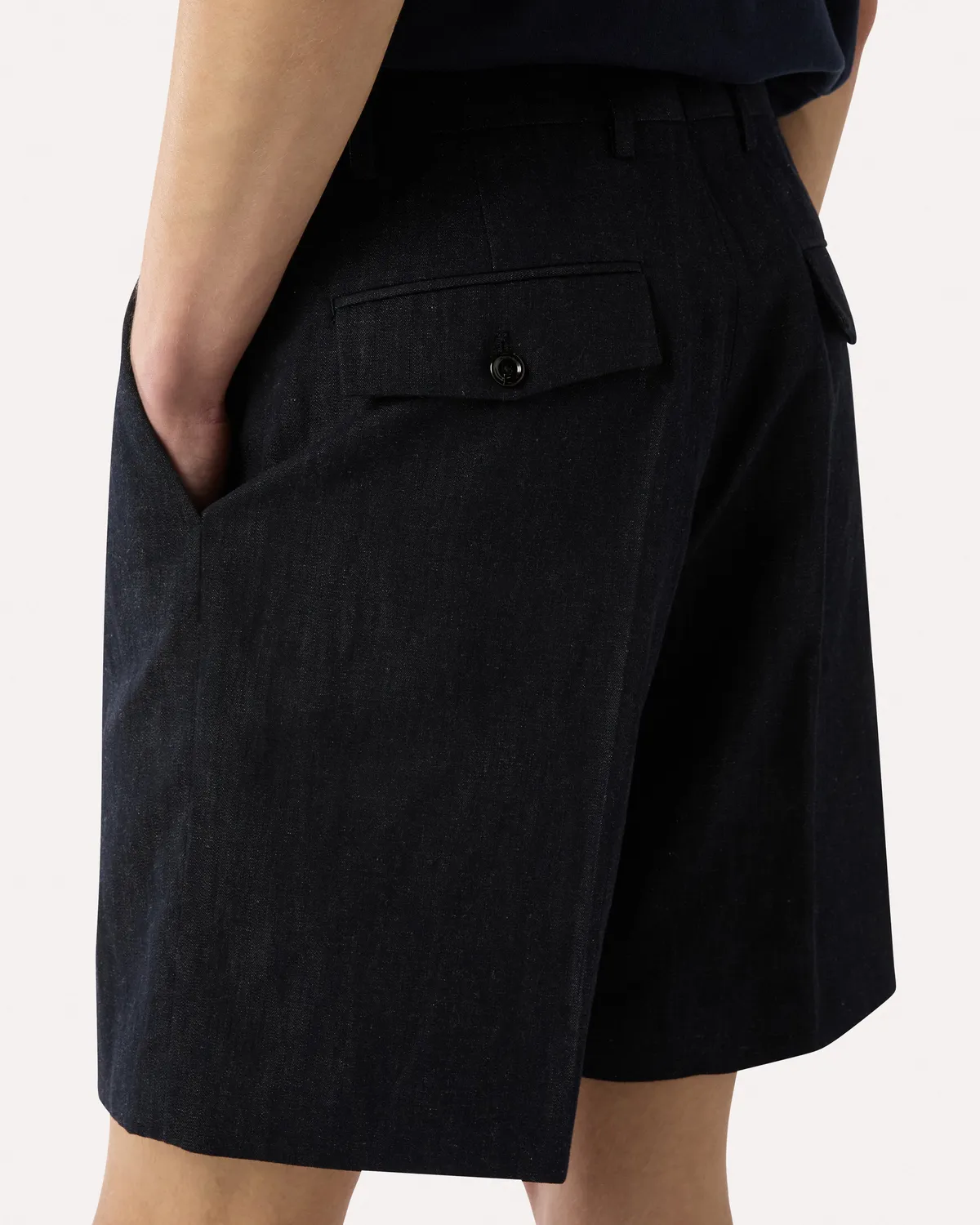 Lardini Bermuda Lungo Cotone Lino Blu Denim