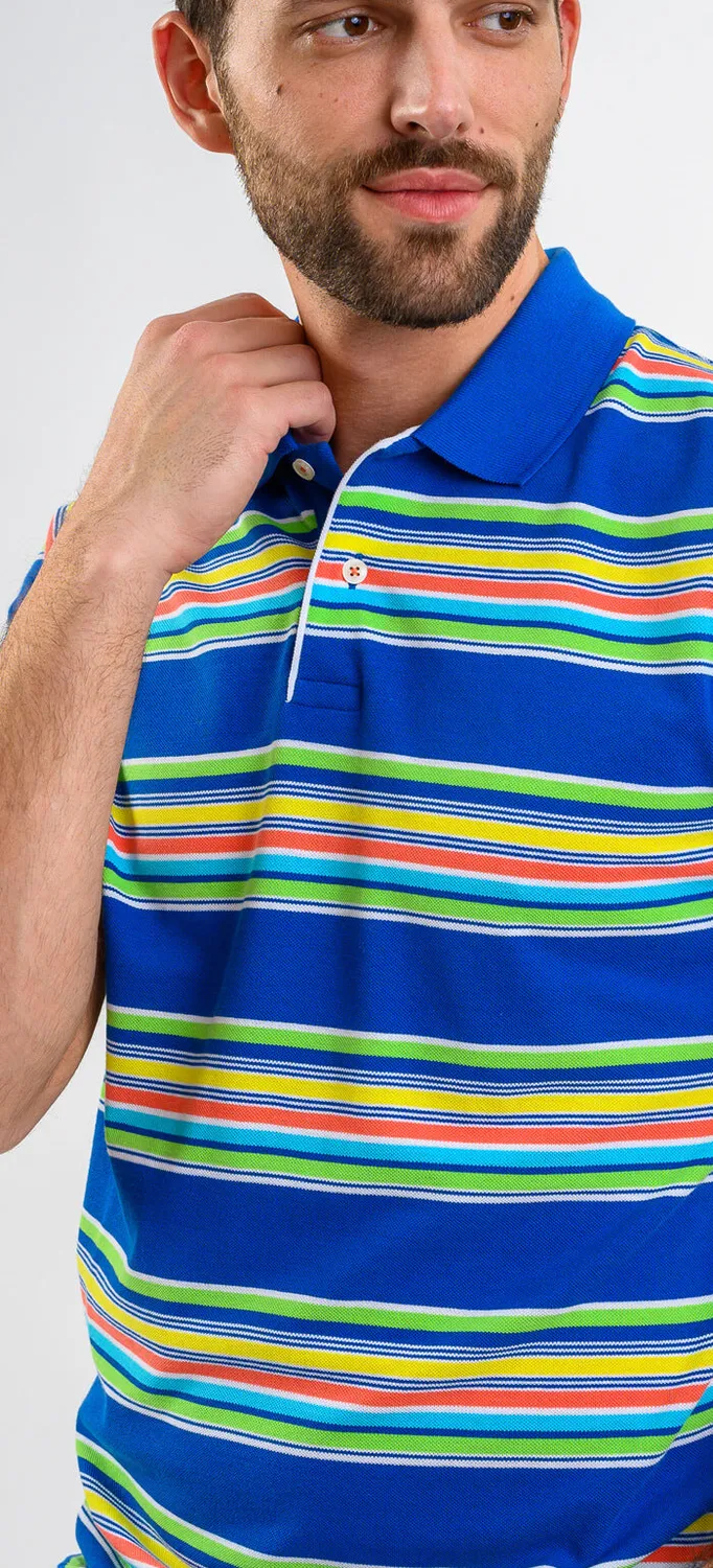 Alain Delon polo cotone a righe slim fit manica corta