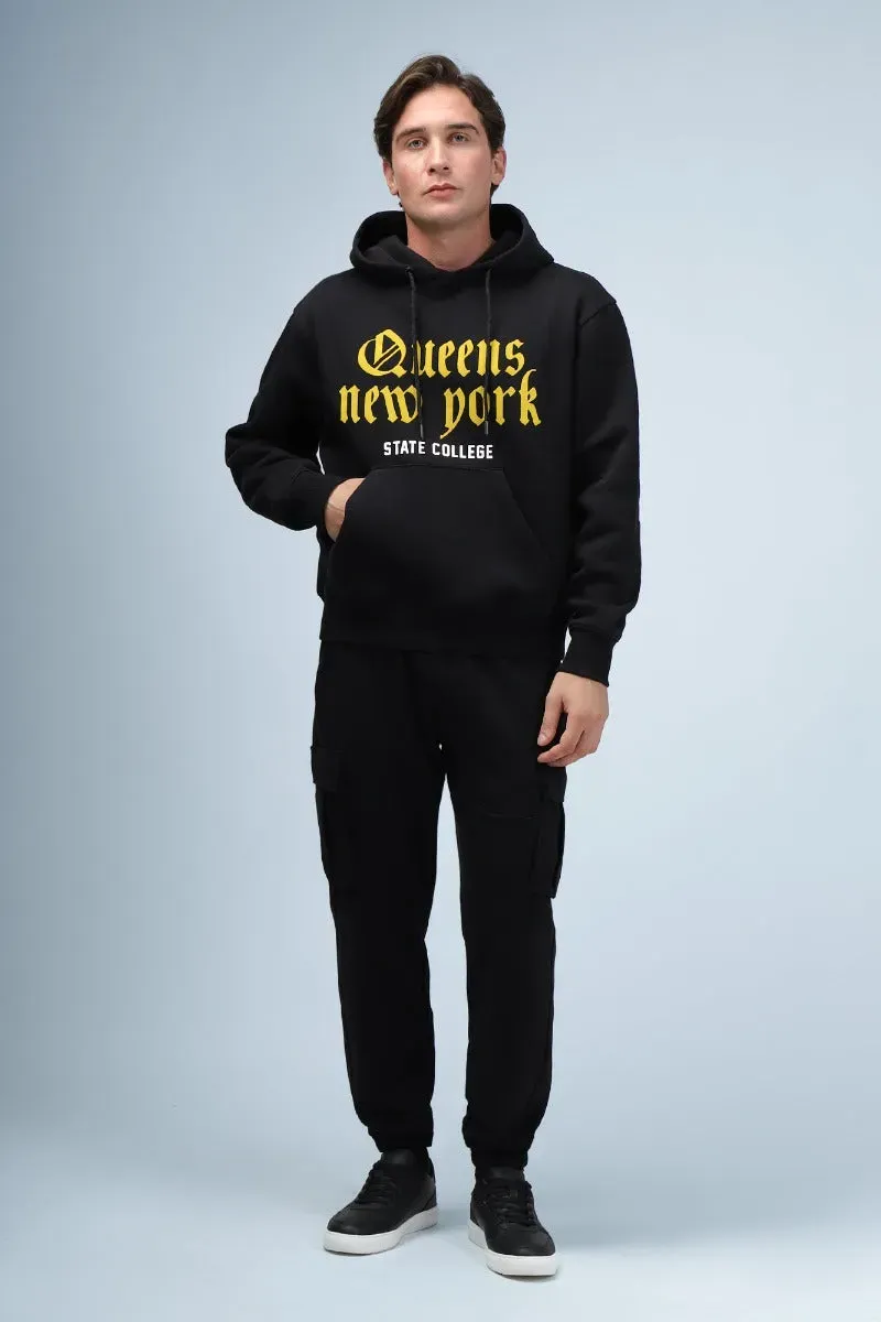Sonny Bono Felpa Cappuccio Nero Stampa Urban Casual