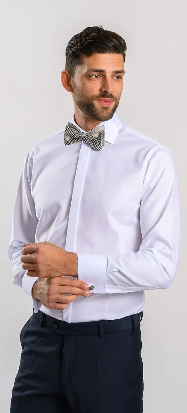 Alain Delon Camicia Bianca Extra Slim Cotone Gemelli