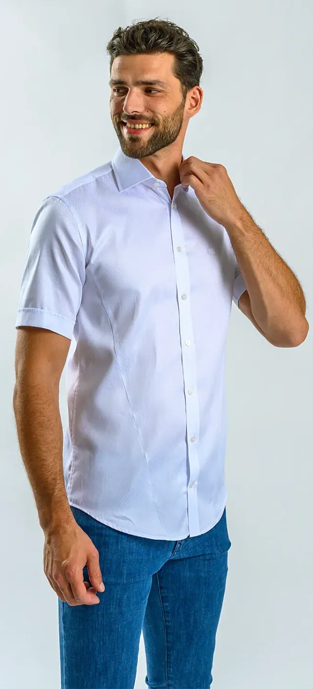Alain Delon camicia bianca manica corta uomo 38 cotone