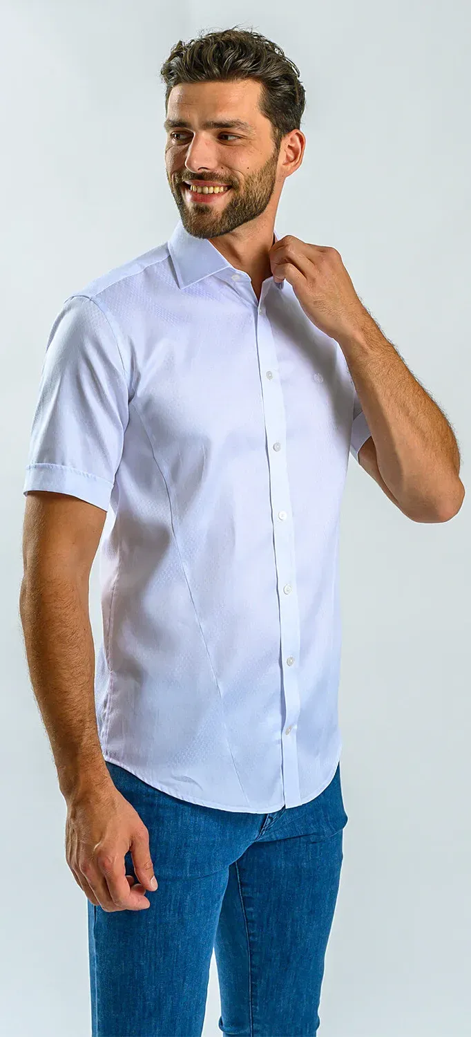 Alain Delon camicia bianca manica corta uomo 38 cotone