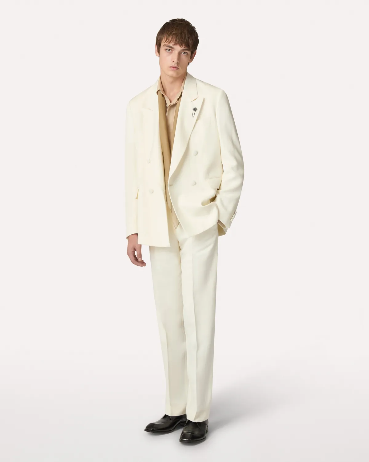 Lardini Pantalone EcoVero viscosa seta panna senza pinces