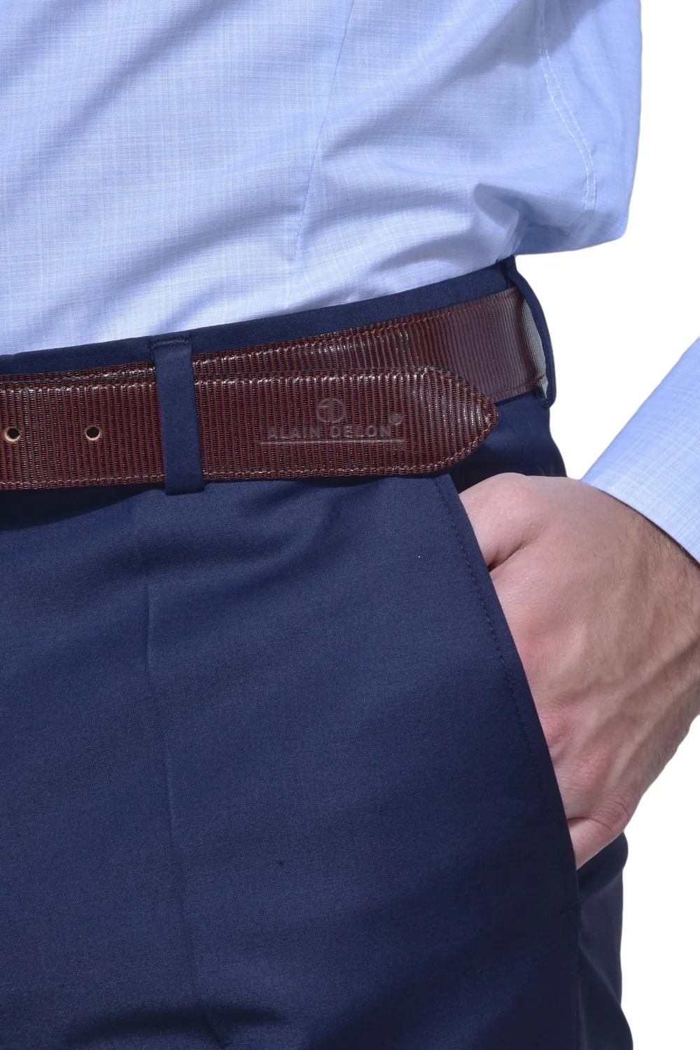 Alain Delon Pantaloni Abito Blu Navy 58 anti-piega