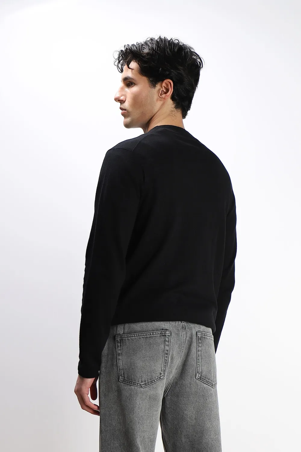 Sonny Bono maglia cotone slub nero con taschino