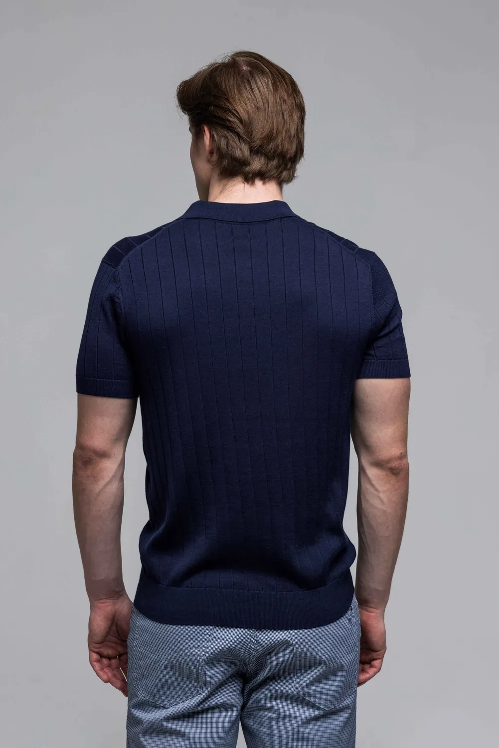 Alain Delon polo maglia blu scuro cotone e tencel