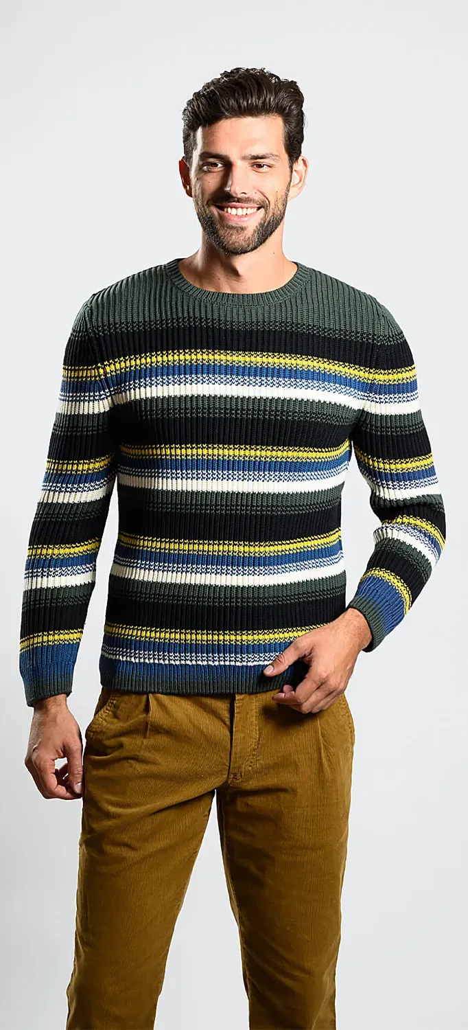 Alain Delon maglione righe cotone verde