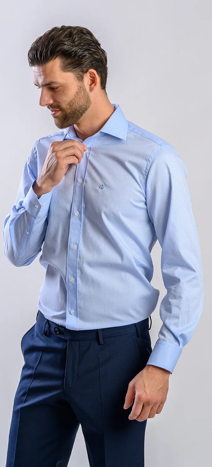 Alain Delon camicia azzurra slim fit onde Getzner