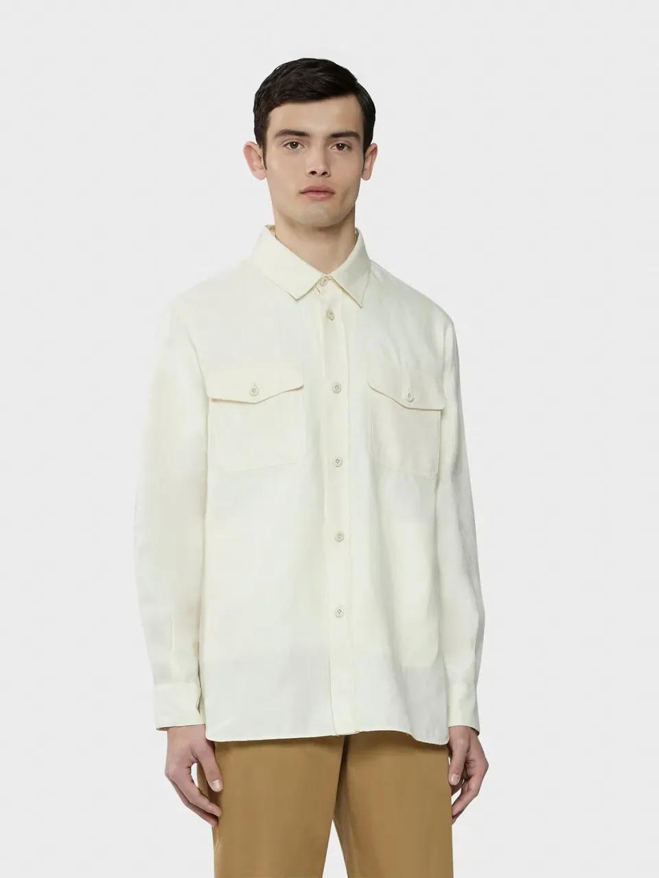 Caruso Aida Overshirt lino-lana bianco bottoni XS-XL