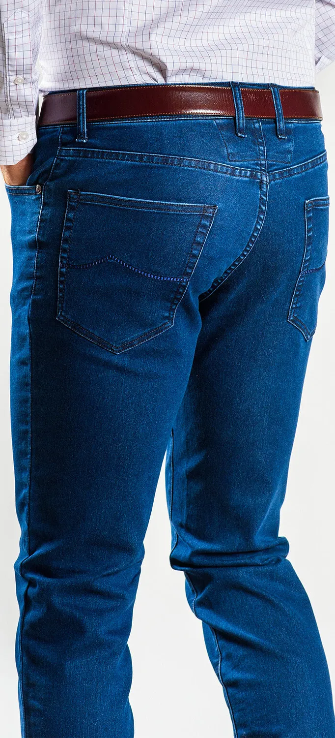 Alain Delon Jeans Slim Blu Scuro Denim Elasticizzato