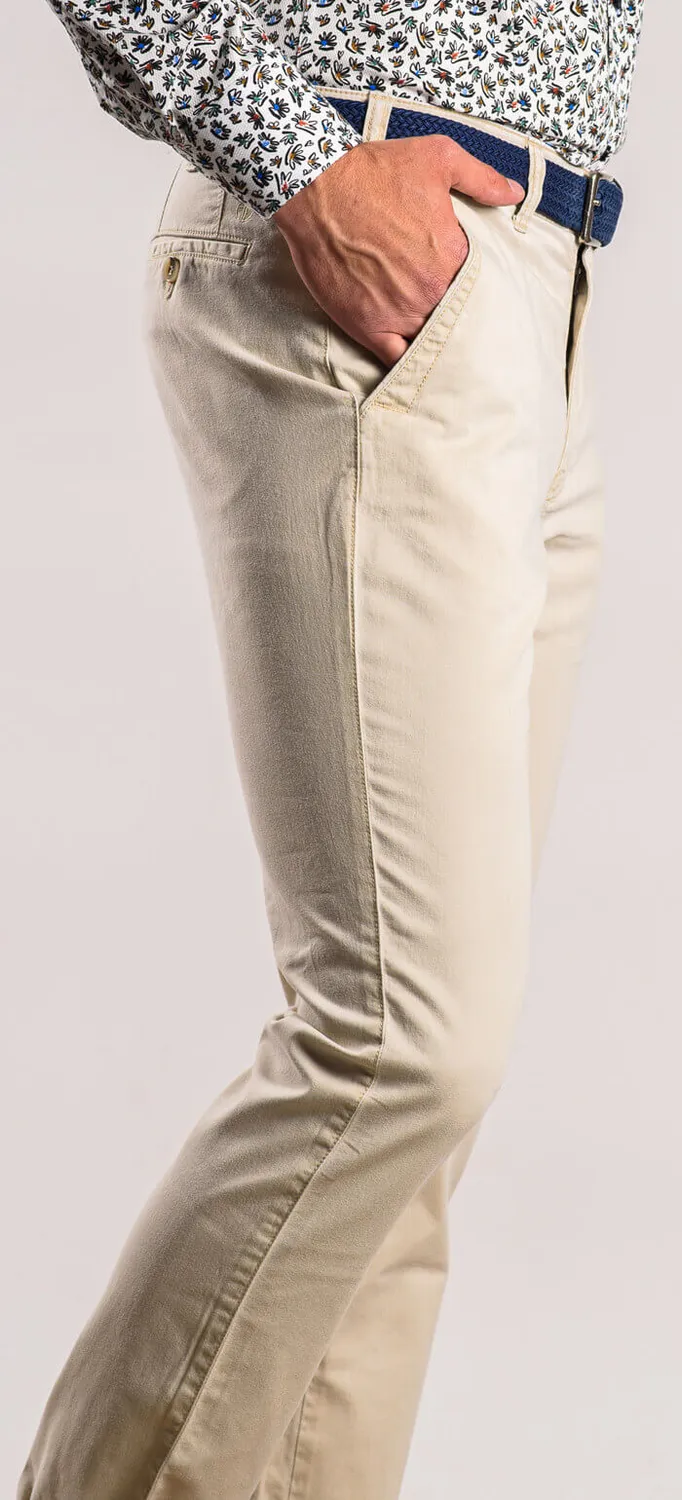Alain Delon pantalone chino beige slim fit elastico